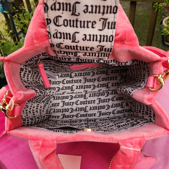 Juicy Couture Pink Velvet With Assorted Tiny Studes 9.5" Wide x 8"Deep - Picture 7 of 12